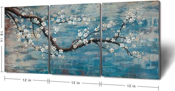 3 Pieces of Floral Modern Landscape Wall Decoration Hand Painted Flower Oil Canvas Materials Canvas Oil and Canvas